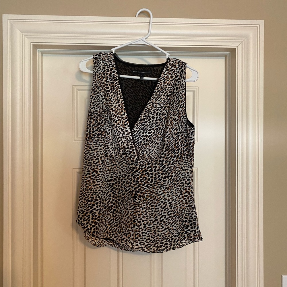 White House Black Market Animal Print Top Size 8